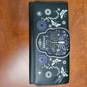 Loungefly Wallet - Black and Purple Sugar Skull